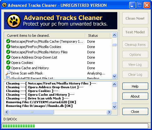 Erase tracks - Advanced Tracks Cleaner