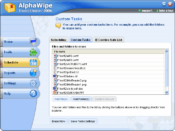 Schedule - AlphaWipe Tracks Cleaner