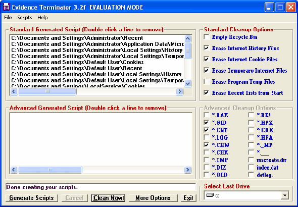 Generate Script - Evidence Terminator