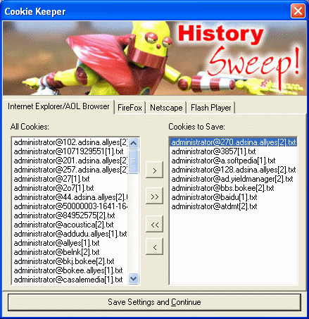 save web browser cookies - HistorySweep