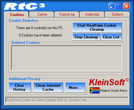 The Screenshot of RealTime Cookie & Cache Cleaner