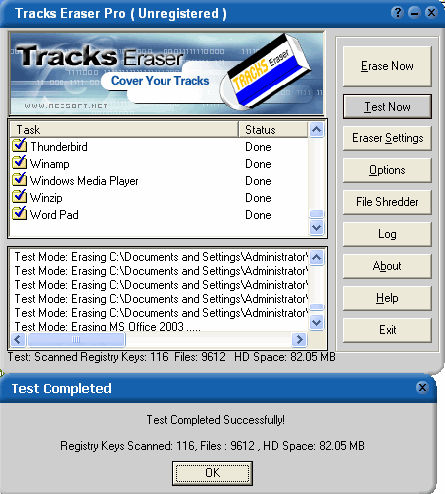 Screenshot of Tracks Eraser Pro