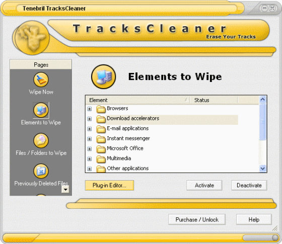 elements to wipe - TracksCleaner