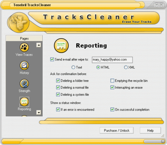 reporting tracks cleaning