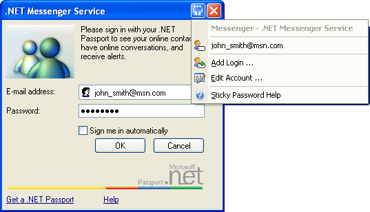 Accessing passwords using the Sticky Password