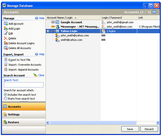 Sticky Password Backup/Restore window