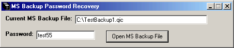 Recover password - MS Backup Password Recovery