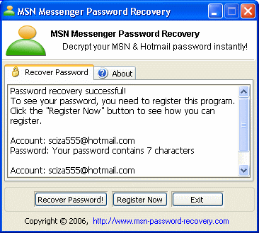 MSN Messenger Password Recovery