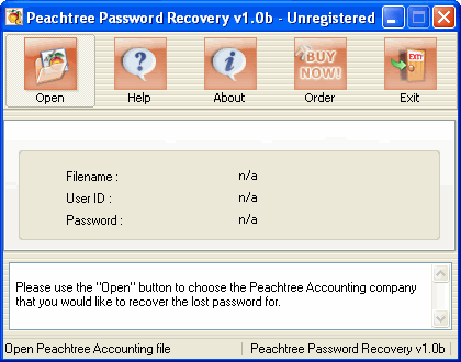 Main window - Peachtree Password Recovery