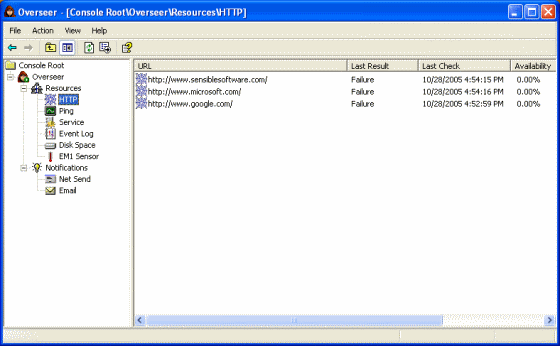 The HTTP monitor of Overseer Network Monitor