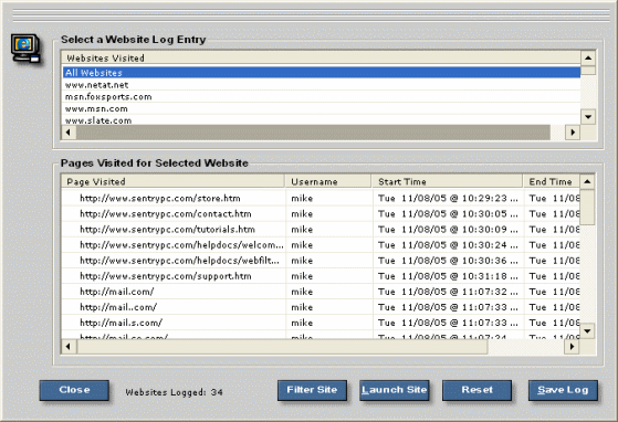 The screenshot of viewing activity logs