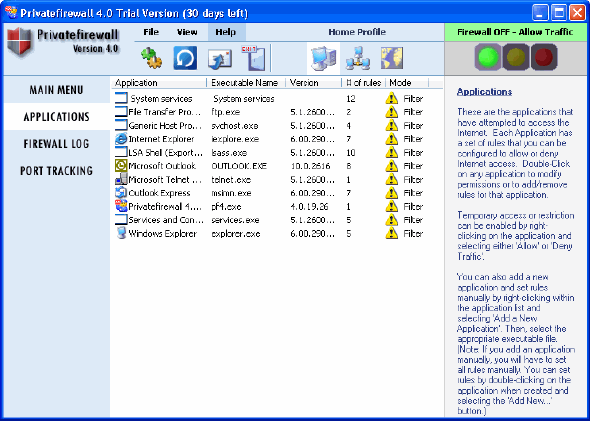 Applications - Privatefirewall