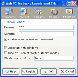 Settings - Web-PC-Exe Lock