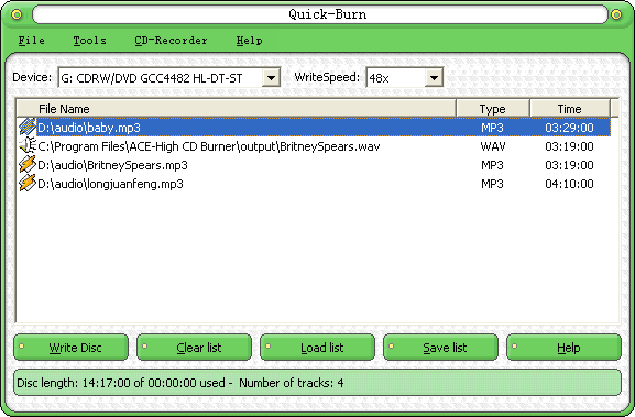 Main interface - Quick-Burn