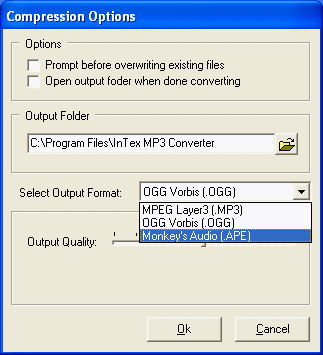 Compression Options window