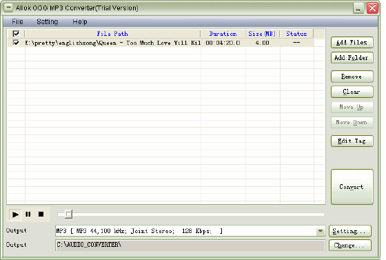 Allok OGG MP3 Converter
- Main window