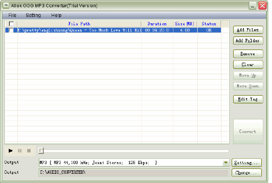 Allok OGG MP3 Converter
- Main window