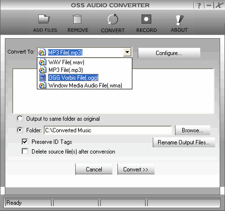 Audio Converter Main Screen