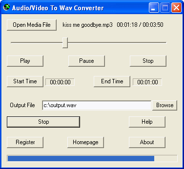 Screenshot of Audio/Video To Wav Converter