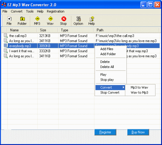 Screenshot of EZ MP3 WAV Converter