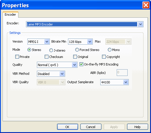 Settings - ImTOO WMA MP3 Converter