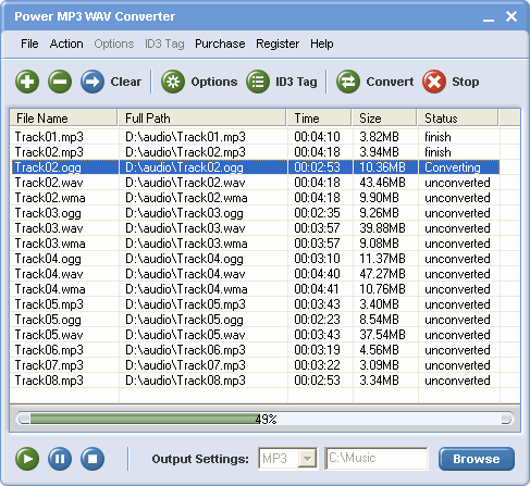 Main window - Power MP3 WAV Converter