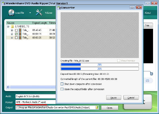 convert DVD audio to APE