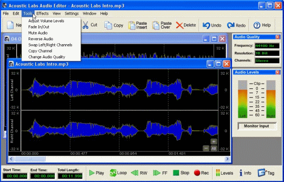 Screenshot of Acoustic Labs Audio Editor
