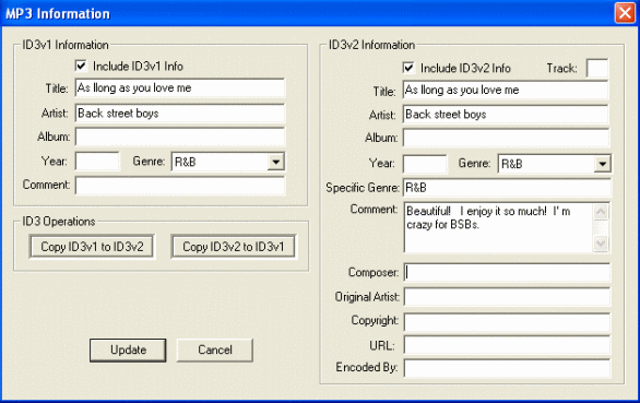 MP3 tag information editor