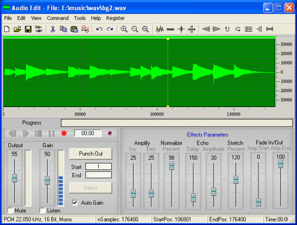 Screenshot of Audio editor/sound recorder