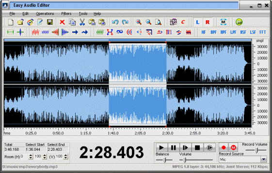 Screenshots of Easy Audio Editor