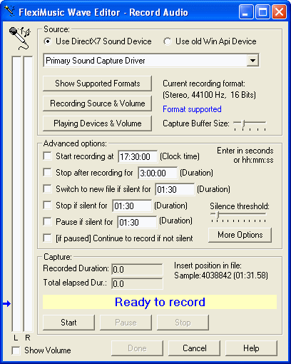 Screenshot of sound recorder