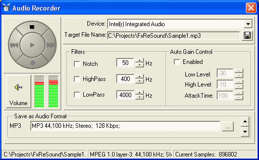 screenshot of Audio Recorder