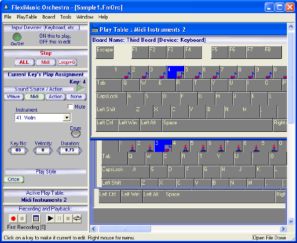 Midi window - FlexiMusic Orchestra