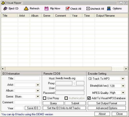 screenshot of main window