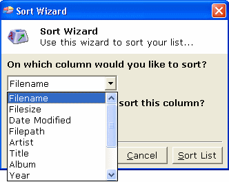 the sort wizard