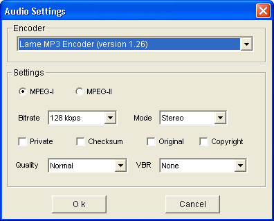 Amor CD Ripper - Audio Settings