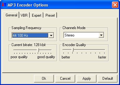 MP3 Encoder options