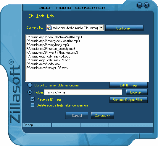 Zilla Audio Converter Main Window