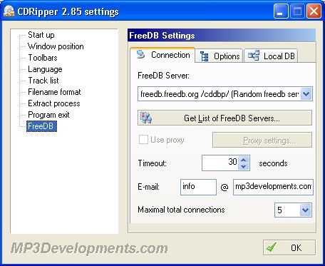 the settings of CDRipper