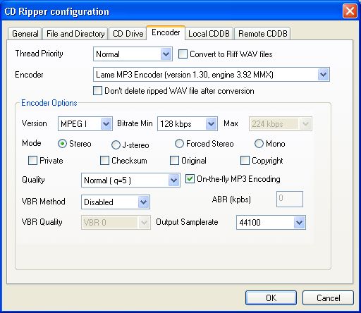 the CD Ripper configuration