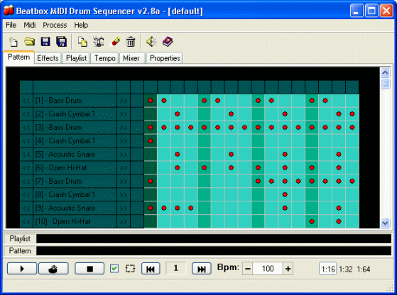 screenshot of midi sequencer software