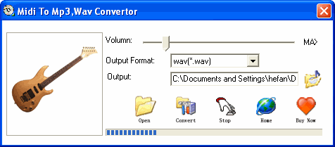 screenshot of midi to mp3 wav converter