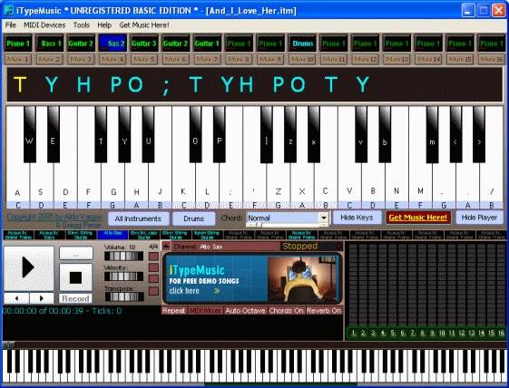 screenshot of midi keyboard software