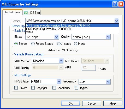 the options of MID Converter
