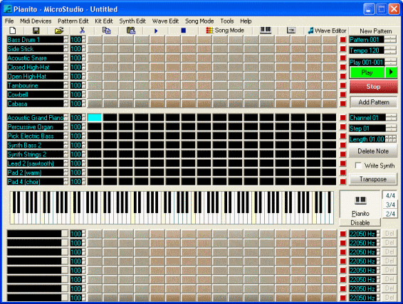 screenshot of the music software