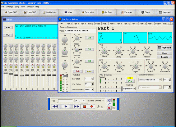 screenshot of drum mixer