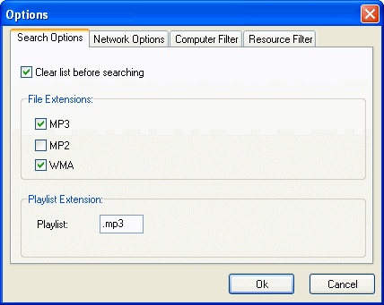 Option Window of MP3 Scanner