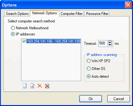 Option screen of wma scanner