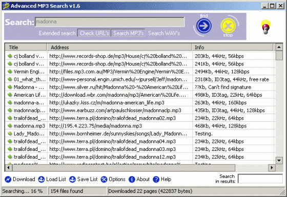 The Screenshot of fast mp3 search software